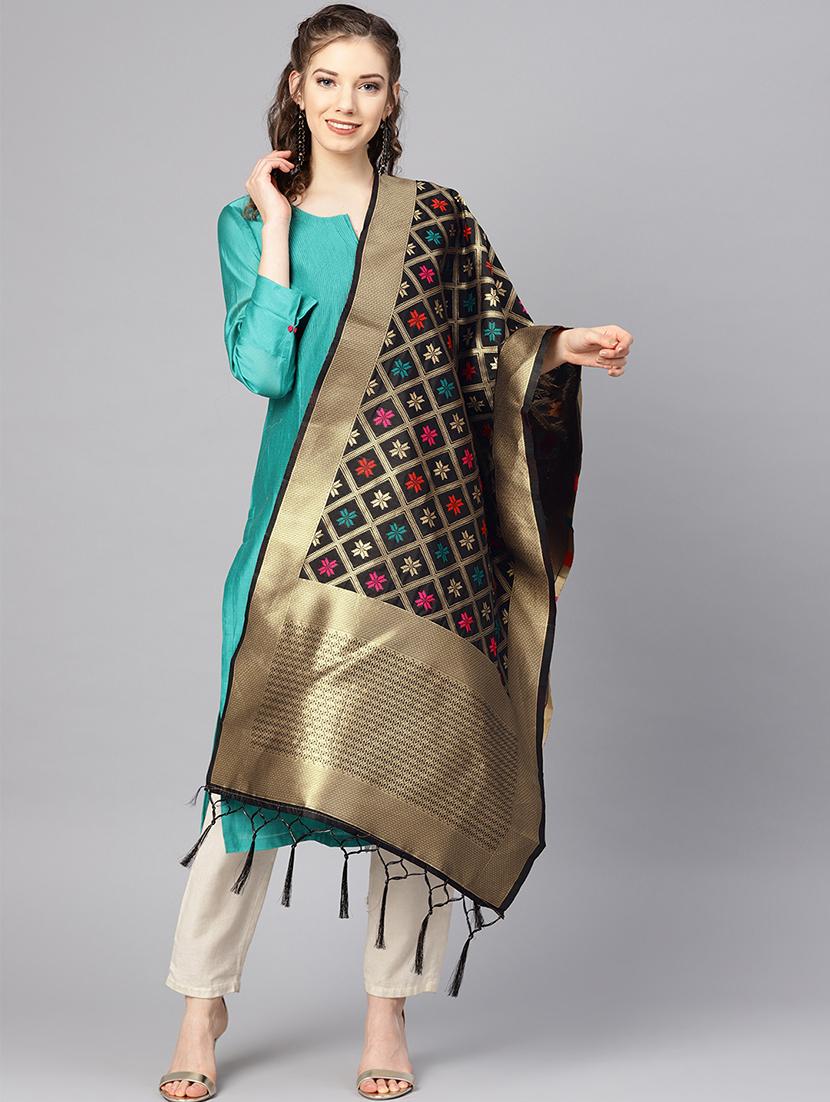 floral banarasi dupatta - 16700544 - Zoom Image - 1