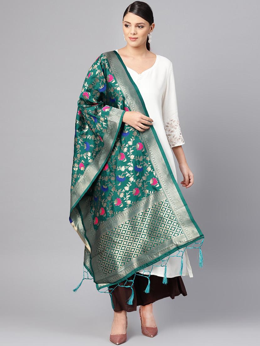floral banarasi dupatta - 16700565 - Zoom Image - 1
