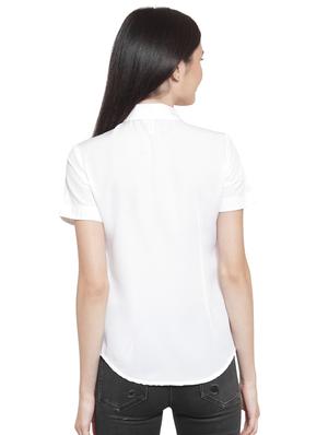 curved hem solid shirt - 16700655 - Standard Image - 3