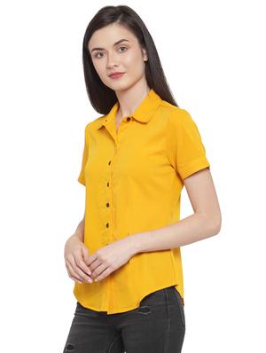 curved hem solid shirt - 16700657 - Standard Image - 2
