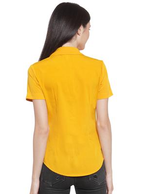 curved hem solid shirt - 16700657 - Standard Image - 3