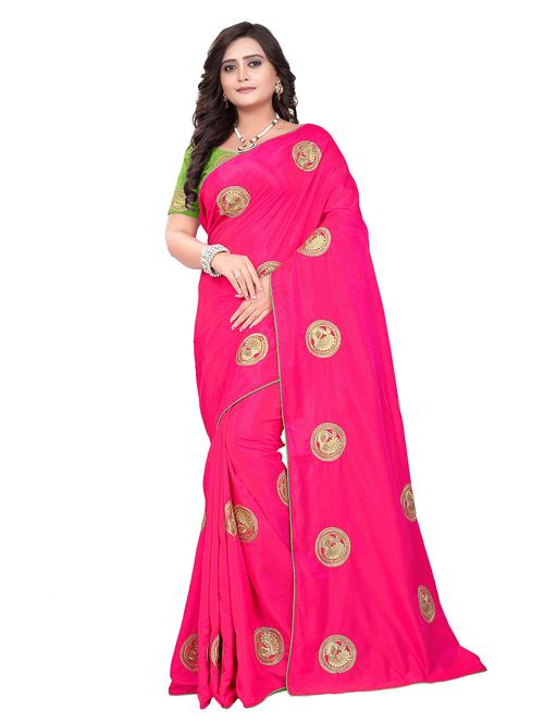 pink silk embroidered saree with blouse - 16700709 - Standard Image - 1