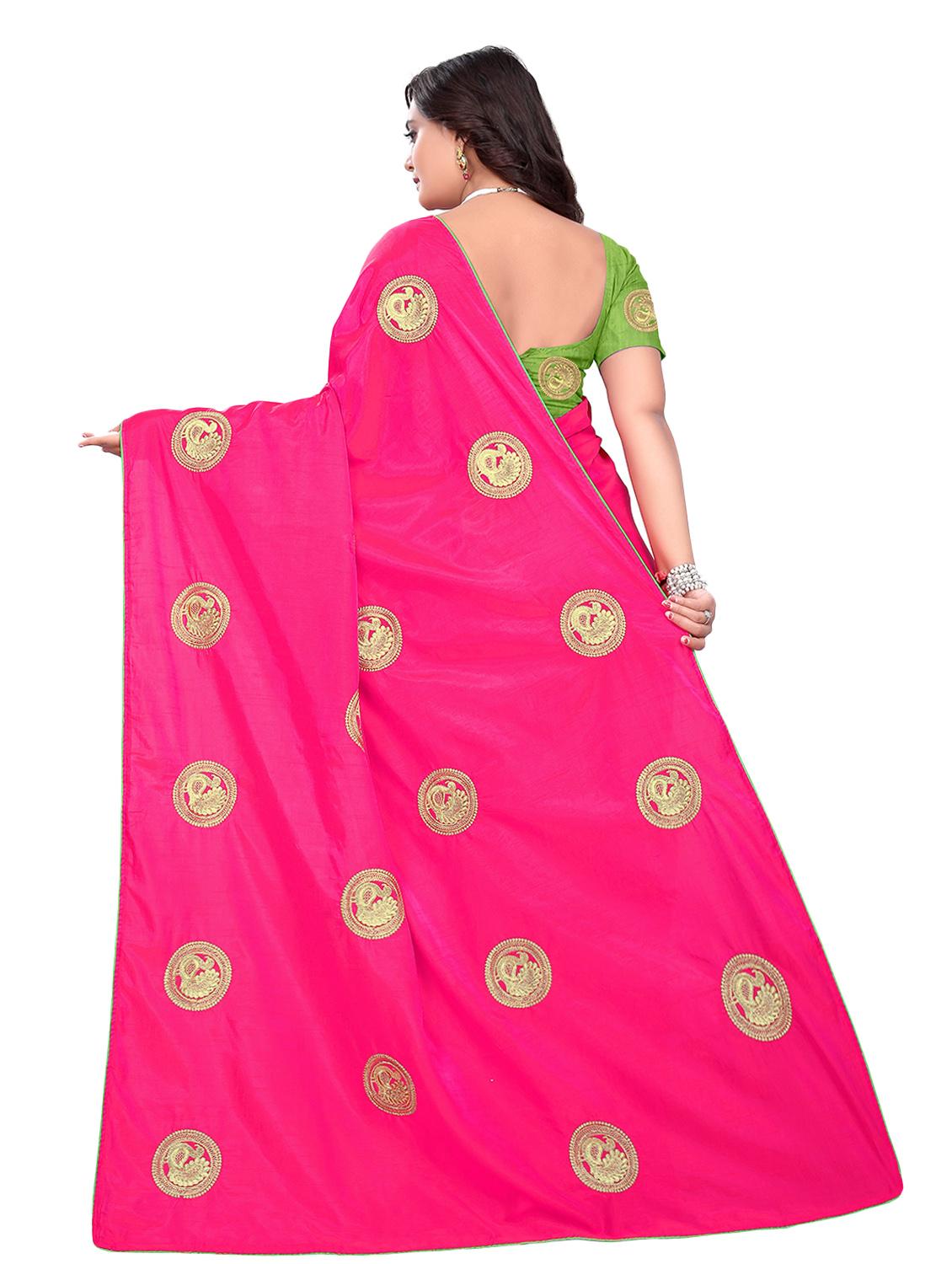 pink silk embroidered saree with blouse - 16700709 - Zoom Image - 2