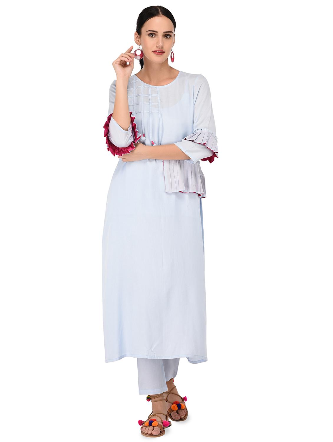 solid a-line kurta - 16700780 - Zoom Image - 1