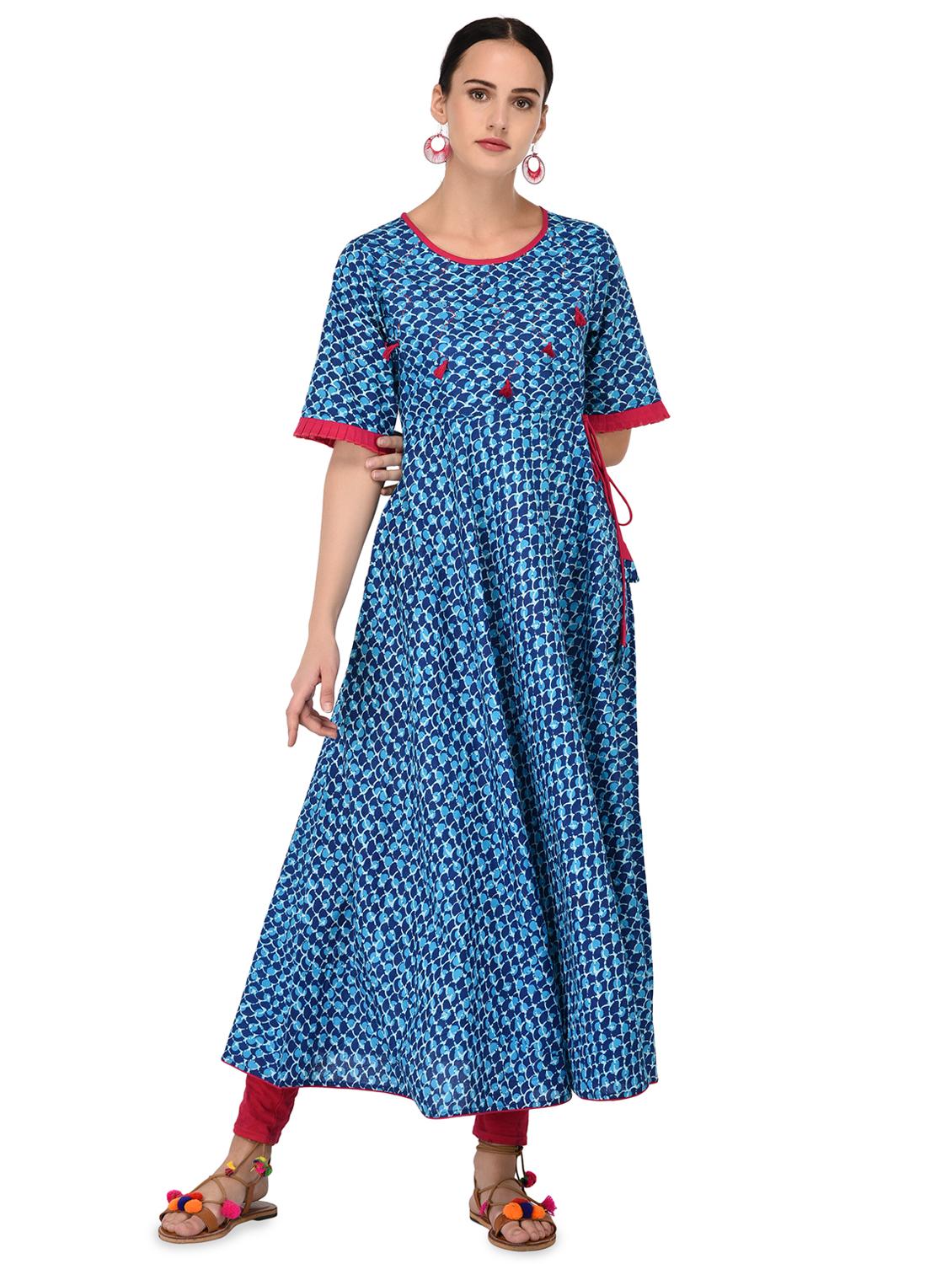 printed flared kurta - 16700799 - Zoom Image - 1