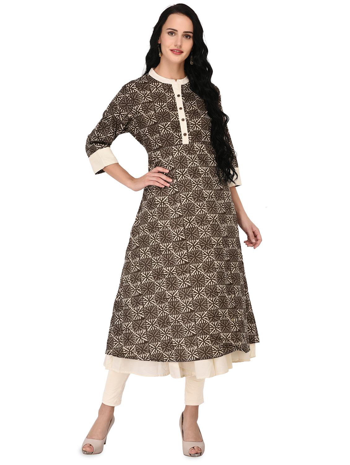 printed flared kurta - 16700800 - Zoom Image - 1