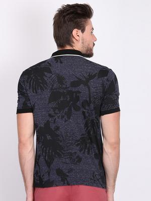dark blue printed collared t-shirt - 16700874 - Standard Image - 3