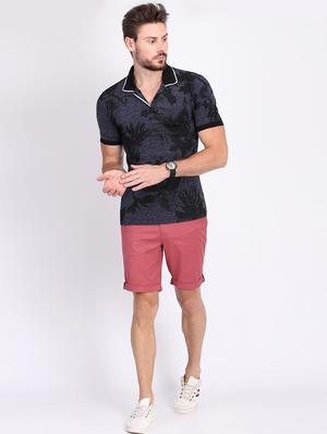 dark blue printed collared t-shirt - 16700874 - Standard Image - 4