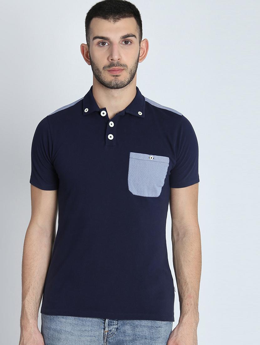 navy blue solid pocket t-shirt - 16700881 - Zoom Image - 1