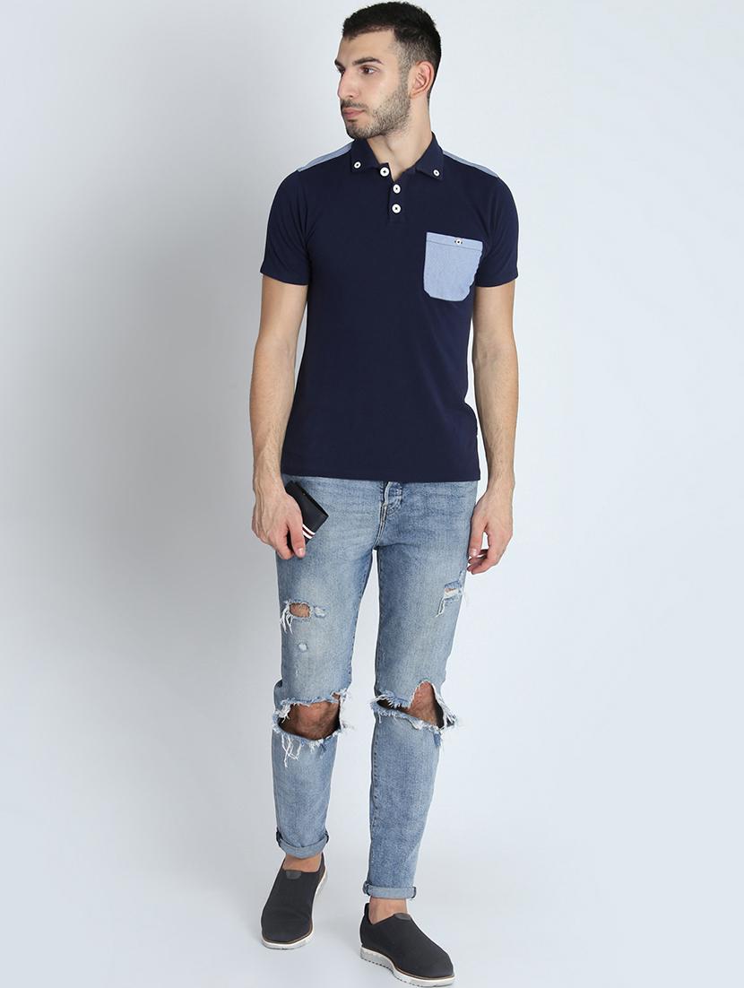 navy blue solid pocket t-shirt - 16700881 - Zoom Image - 4