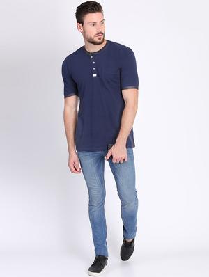 navy blue solid pocket t-shirt - 16700886 - Standard Image - 4