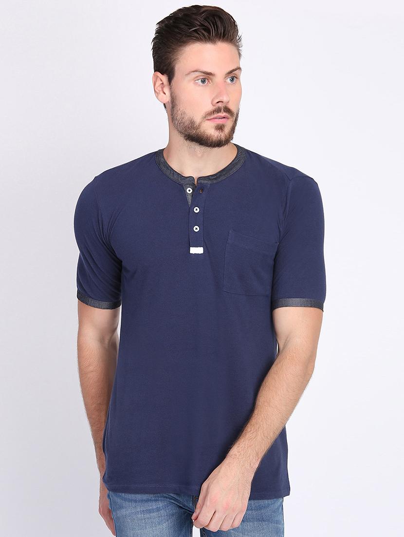 navy blue solid pocket t-shirt - 16700886 - Zoom Image - 1