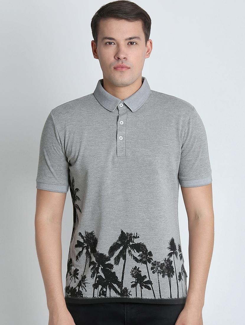 grey front print t-shirt - 16700901 - Zoom Image - 1