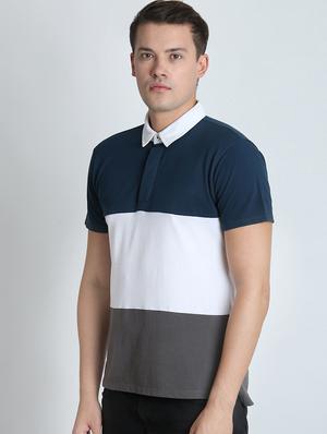 multi color block collared t-shirt - 16700905 - Standard Image - 2