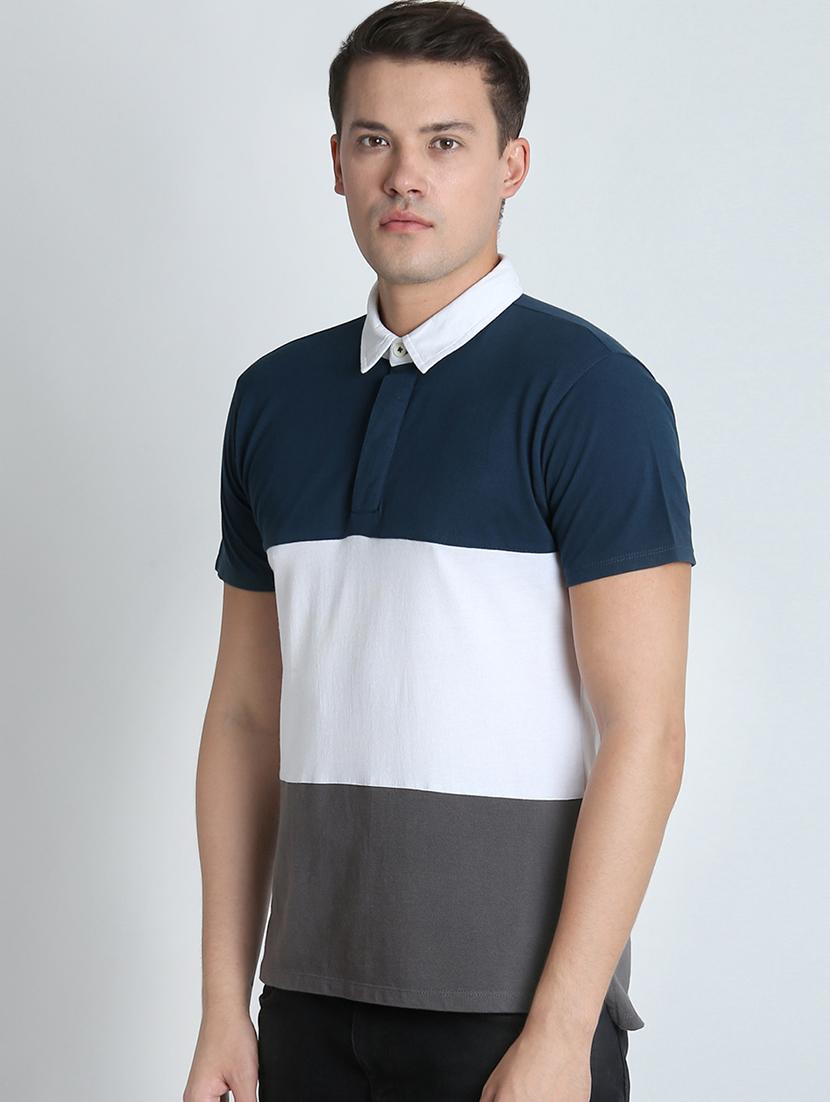 multi color block collared t-shirt - 16700905 - Zoom Image - 2
