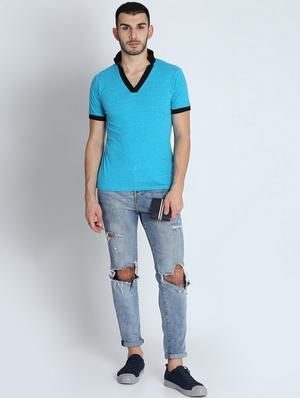 blue solid t-shirt - 16700941 - Standard Image - 4
