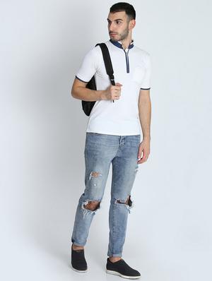 white solid collared t-shirt - 16700965 - Standard Image - 5
