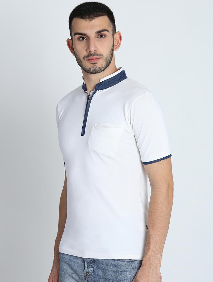 white solid collared t-shirt - 16700965 - Zoom Image - 2