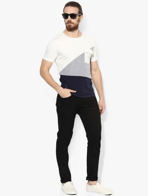 white color block cut & sew pocket t-shirt - 16700985 - Standard Image - 5