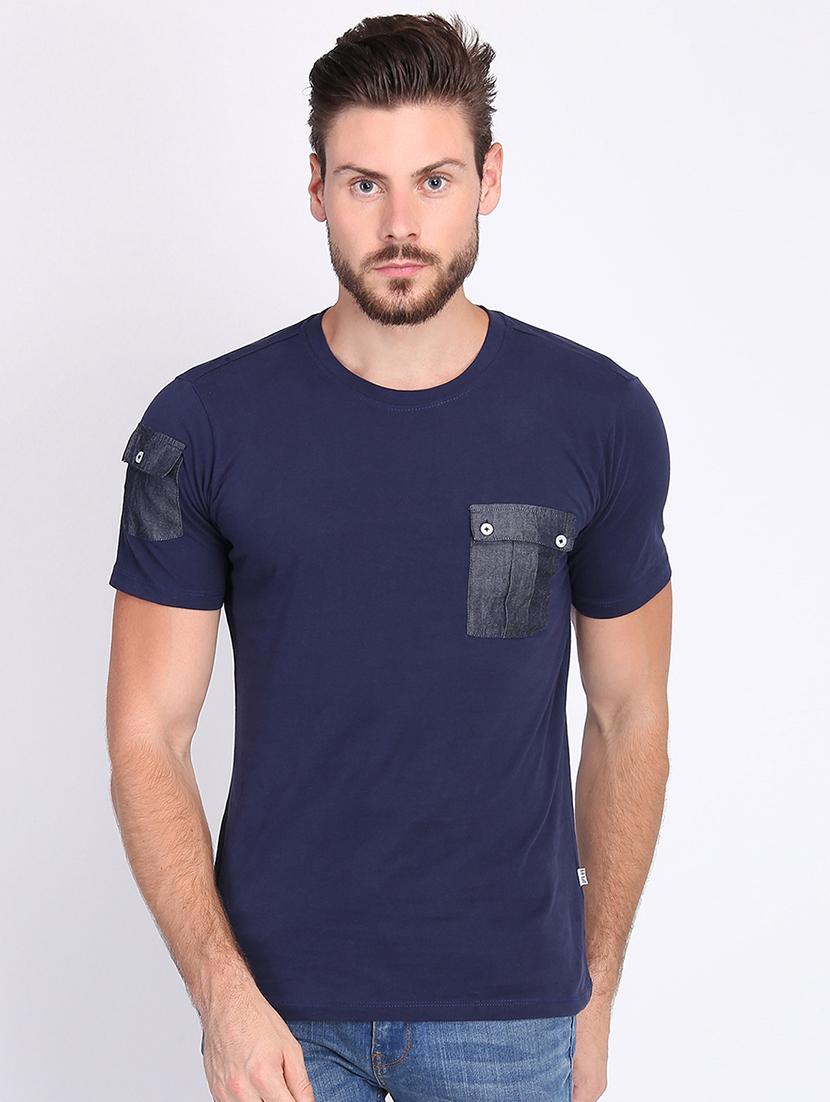 navy blue solid pocket t-shirt - 16700996 - Zoom Image - 1
