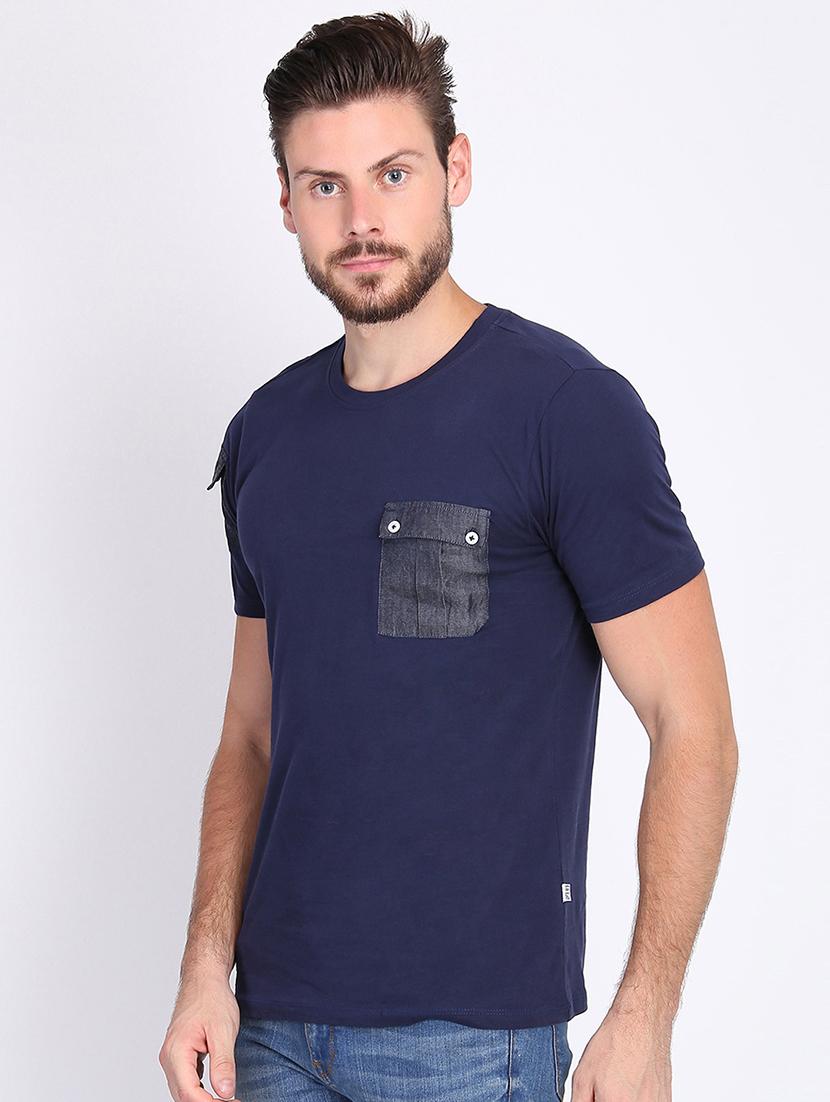 navy blue solid pocket t-shirt - 16700996 - Zoom Image - 2