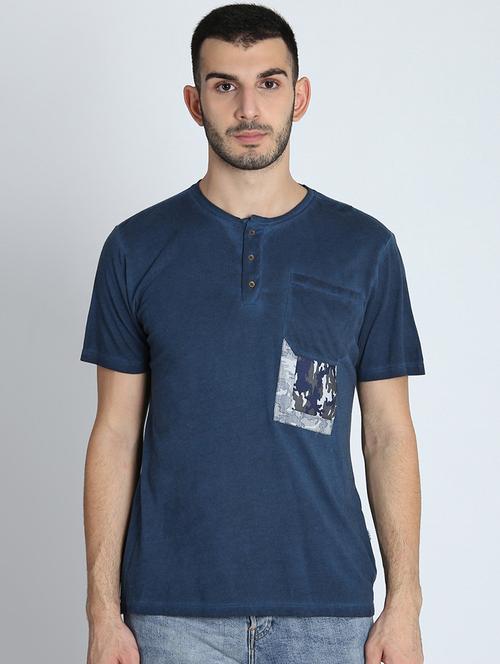 blue chest printed pocket t-shirt - 16701000 - Standard Image - 1