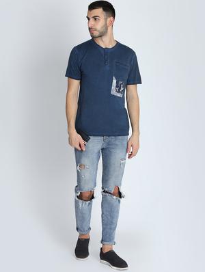 blue chest printed pocket t-shirt - 16701000 - Standard Image - 4