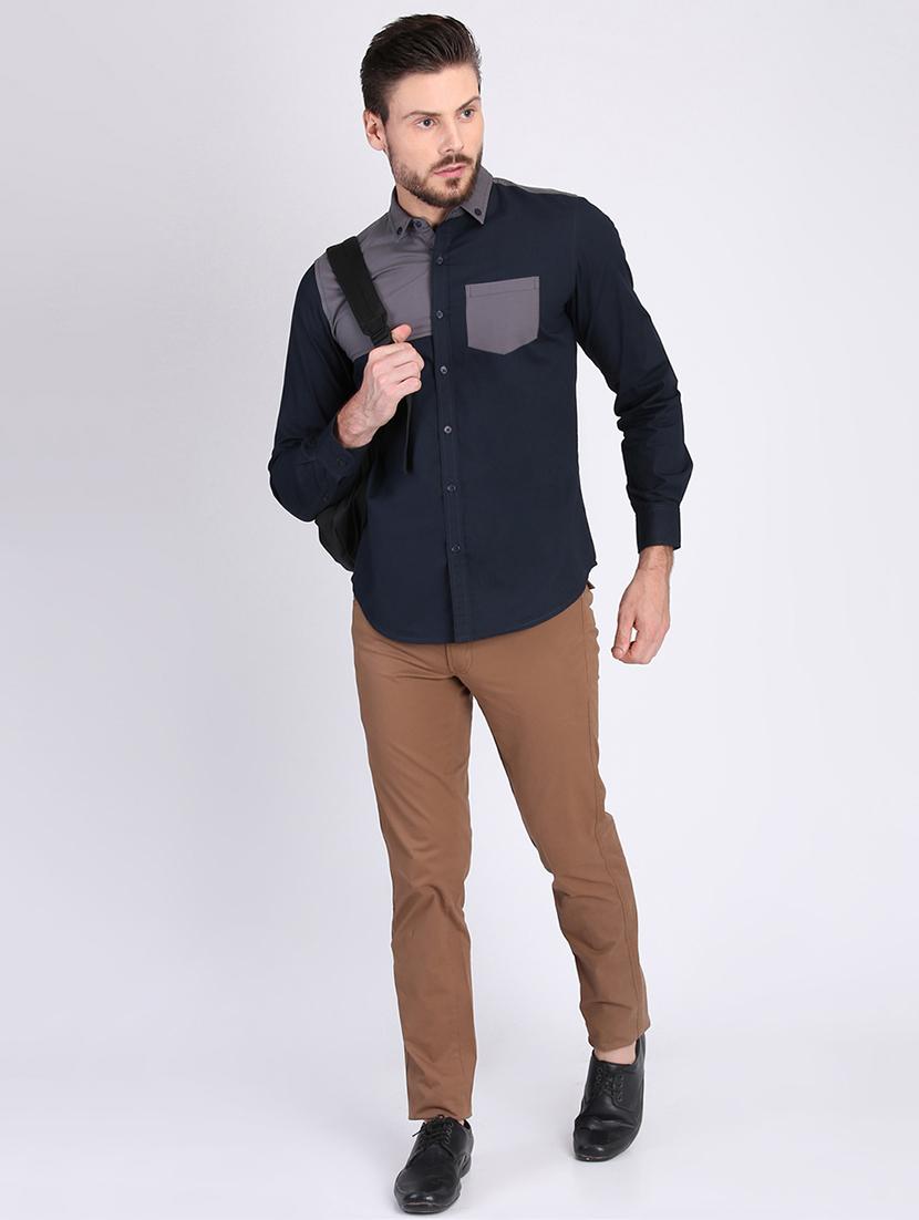 brown solid chinos - 16701004 - Zoom Image - 4