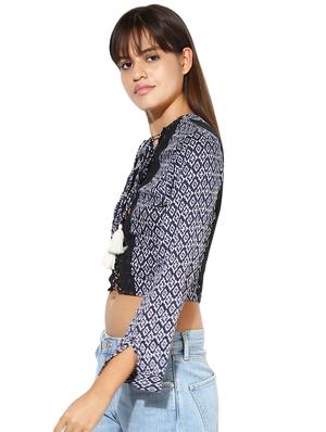tie up neck crop top - 16701109 - Standard Image - 2
