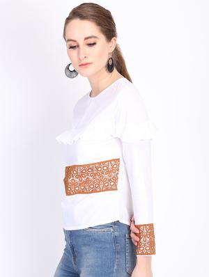 lace detail frill trim top - 16701134 - Standard Image - 2