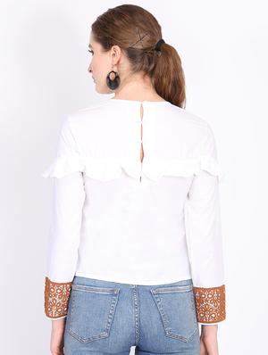 lace detail frill trim top - 16701134 - Standard Image - 3