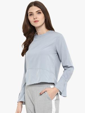 cut out detail flute sleeved top - 16701156 - Standard Image - 2