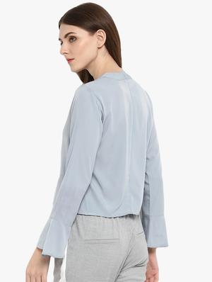 cut out detail flute sleeved top - 16701156 - Standard Image - 3