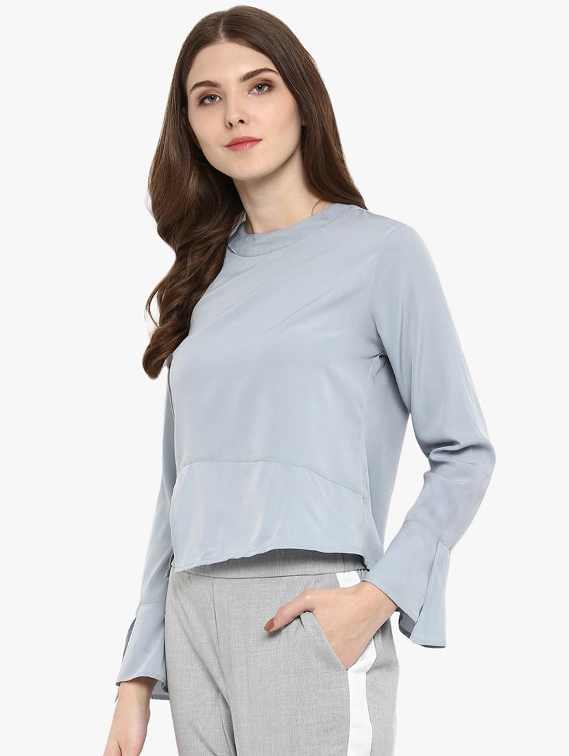 cut out detail flute sleeved top - 16701156 - Zoom Image - 2