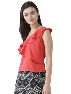 single shoulder ruffled top - 16701166 - Standard Image - 2