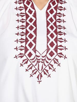 mandarin neck embroidered top - 16701168 - Standard Image - 5
