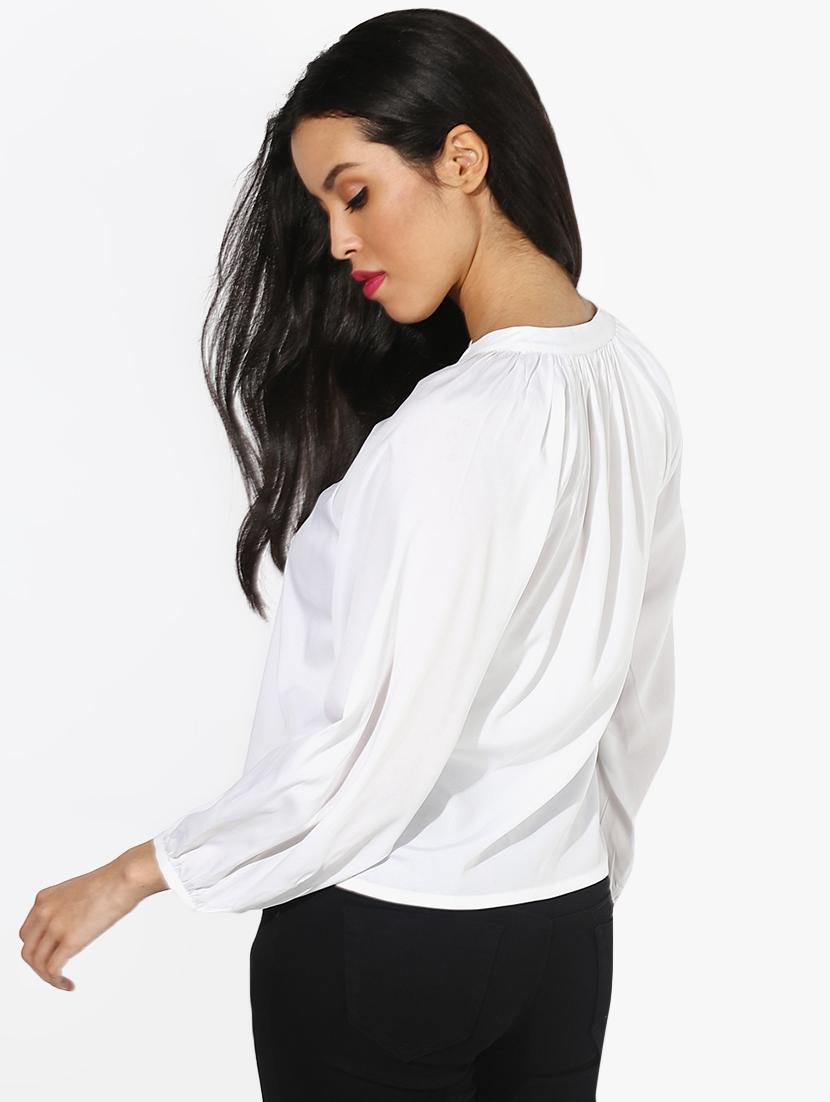 mandarin neck embroidered top - 16701168 - Zoom Image - 3