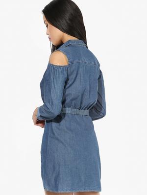 tie front denim high low top - 16701175 - Standard Image - 3