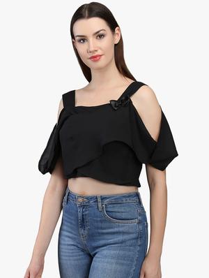 bow detail cold shoulder crop top - 16701183 - Standard Image - 2