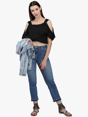 bow detail cold shoulder crop top - 16701183 - Standard Image - 4