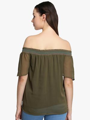 off shoulder smocked top - 16701187 - Standard Image - 3