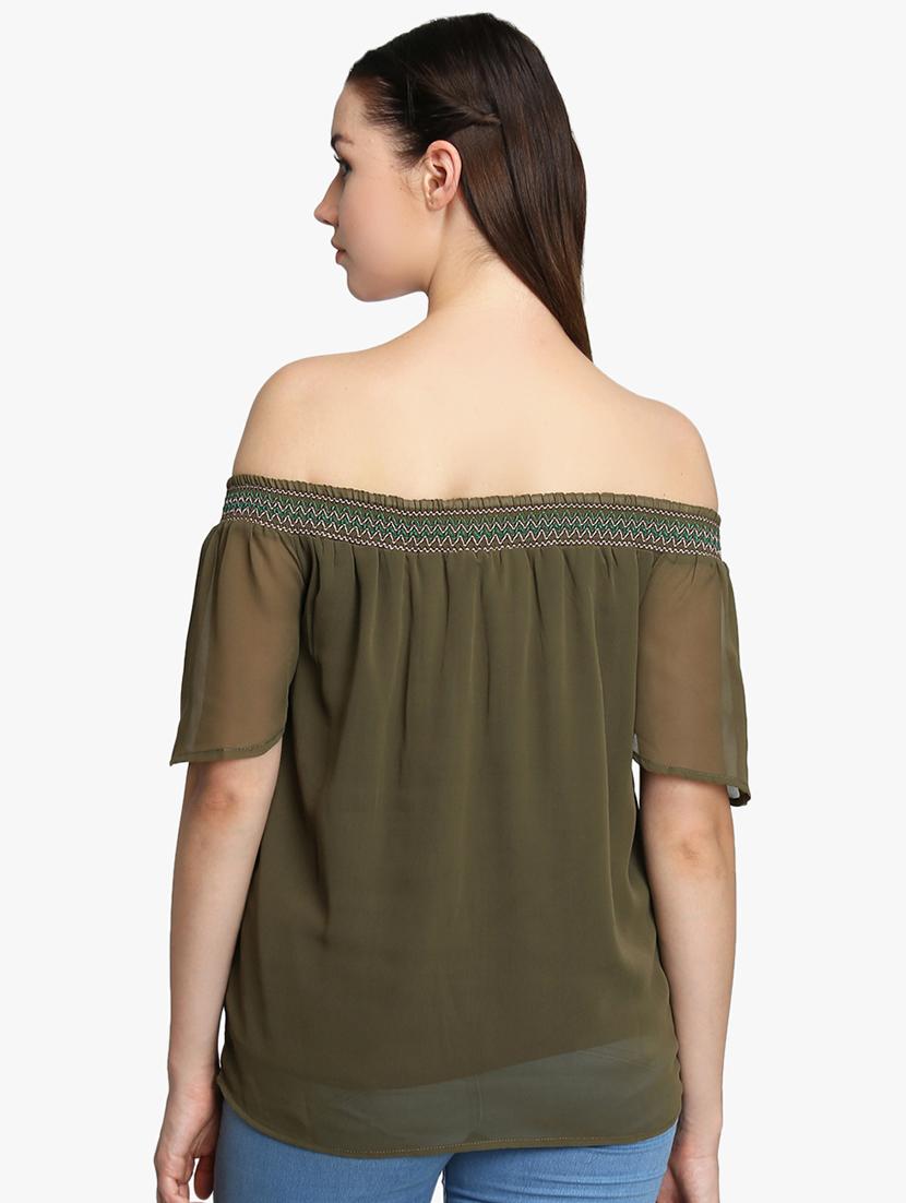 off shoulder smocked top - 16701187 - Zoom Image - 3