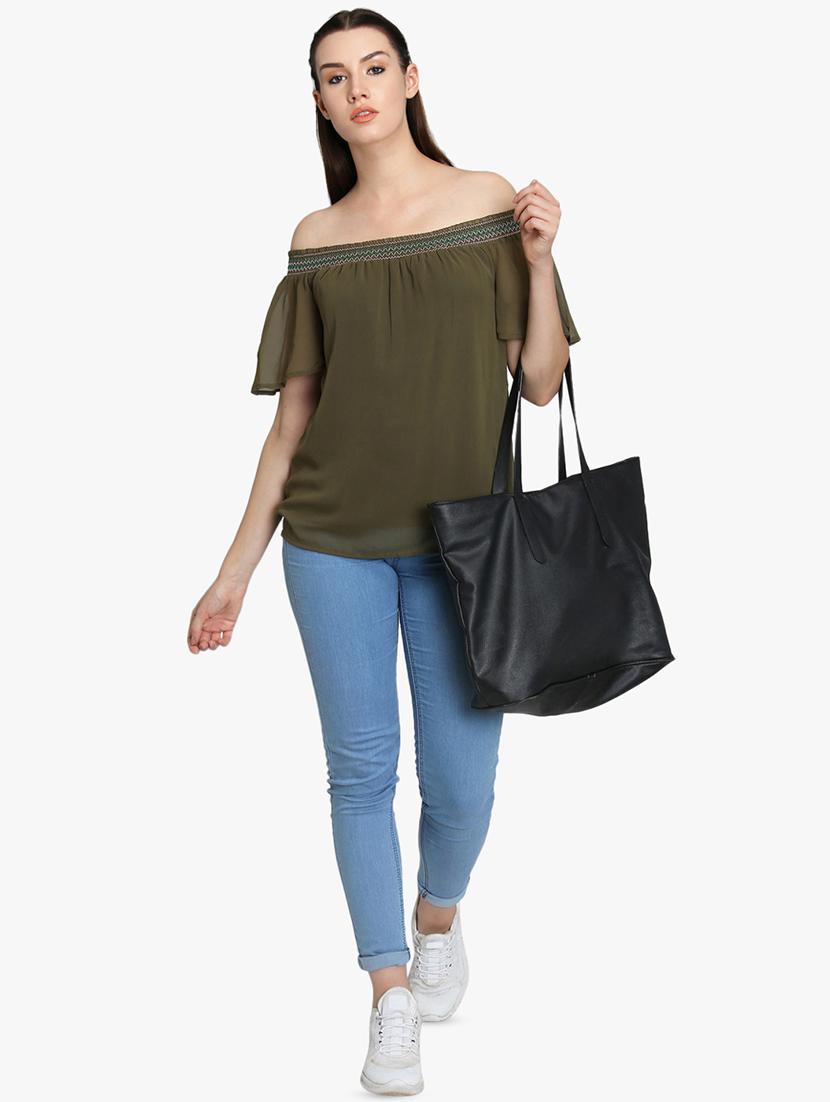 off shoulder smocked top - 16701187 - Zoom Image - 4