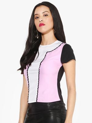 color block lace detail top - 16701244 - Standard Image - 2
