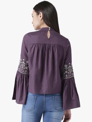 bell sleeved cut out detail top - 16701306 - Standard Image - 3
