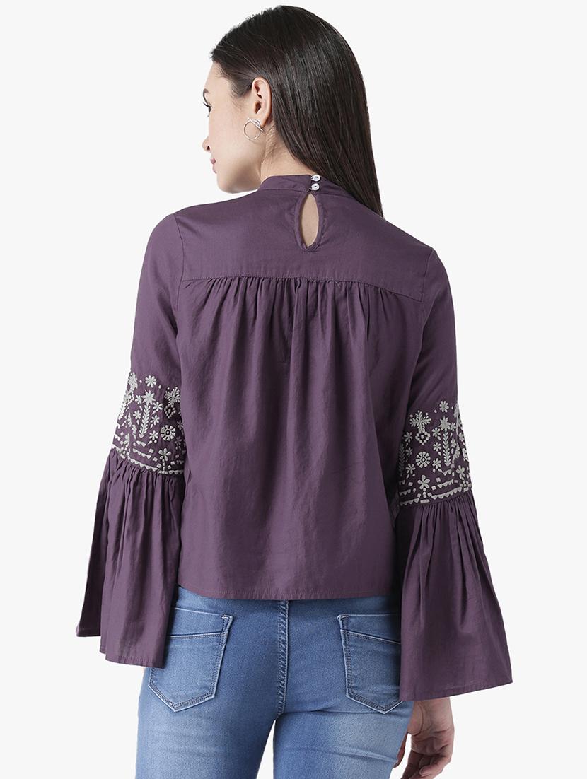 bell sleeved cut out detail top - 16701306 - Zoom Image - 3