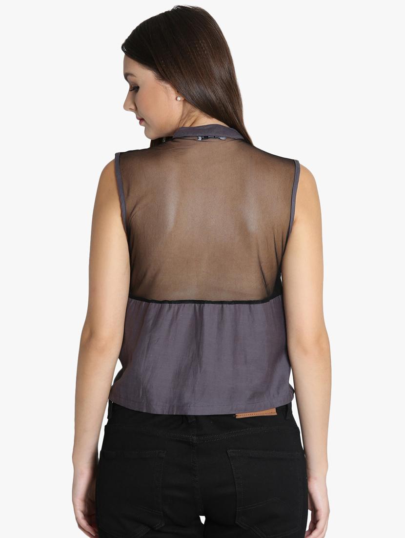sheer detail sleeveless top - 16701312 - Zoom Image - 3