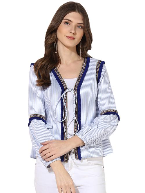 fringed lace striped shrug - 16701322 - Standard Image - 1