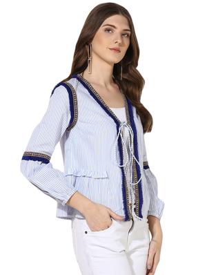 fringed lace striped shrug - 16701322 - Standard Image - 2