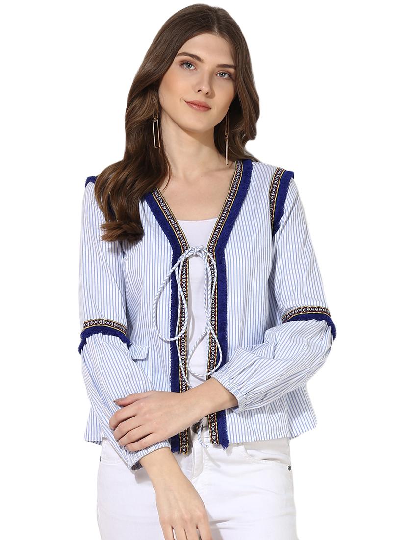fringed lace striped shrug - 16701322 - Zoom Image - 1